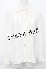axes femme / 袖プリーツスタンドフリルブラウス  オフ S-25-11-30-008-AX-BL-AS-ZS