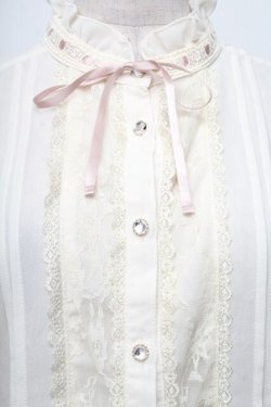 画像3: axes femme / 袖プリーツスタンドフリルブラウス  オフ S-25-11-30-008-AX-BL-AS-ZS