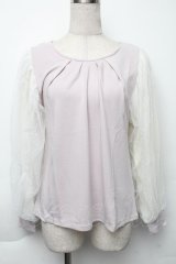axes femme / ネックレス付袖チュールプルオーバー  ラベンダー S-25-11-30-012-AX-TO-HR-ZS