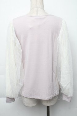 画像2: axes femme / ネックレス付袖チュールプルオーバー  ラベンダー S-25-11-30-012-AX-TO-HR-ZS