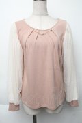 axes femme / ネックレス付袖チュールプルオーバー  アワピンク S-25-11-30-013-AX-TO-HR-ZS