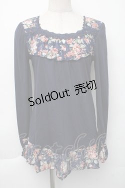 画像1: axes femme / レースデザイントップス  紺 S-25-11-30-017-AX-TO-AS-ZS