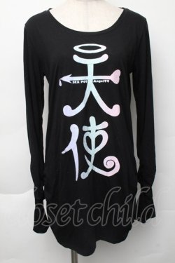 画像1: SEX POT ReVeNGe / 天使プリントカットソー S 黒 S-25-11-30-021-SP-TS-HR-ZS