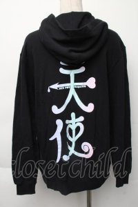 SEX POT ReVeNGe / 天使プリントパーカー  黒 S-25-11-30-022-SP-TS-HR-ZS