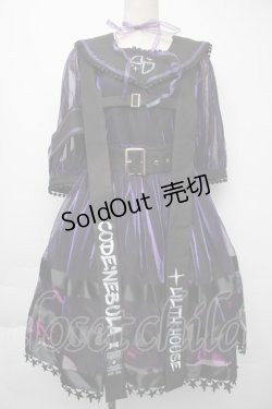 画像1: 中国ロリータ / チュールセーラーワンピース  黒ｘ紫 S-25-11-30-032-LO-OP-HR-ZS