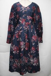 axes femme / 大花ガウンワンピース  紺 S-25-11-30-033-AX-OP-AS-ZS