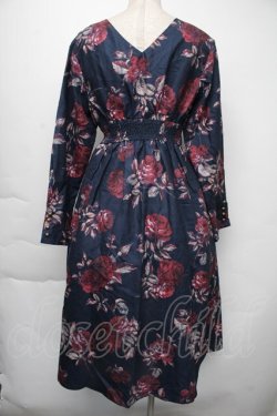 画像2: axes femme / 大花ガウンワンピース  紺 S-25-11-30-033-AX-OP-AS-ZS