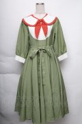 Favorite / ハサミ風リボンのお裁縫デザインワンピース  グリーン S-25-12-01-033-LO-OP-HR-ZT048