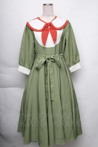 Favorite / ハサミ風リボンのお裁縫デザインワンピース  グリーン S-25-12-01-033-LO-OP-HR-ZT048