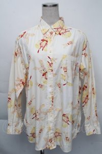 PINK HOUSE / うさぎリボン総柄ブラウス  アイボリー S-25-12-01-005-LO-BL-SA-ZT151