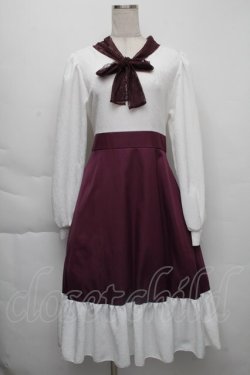 画像1: HirokoTokumine / レースカラーワンピース  ワインｘ白 S-25-12-01-040-LO-OP-AS-ZS