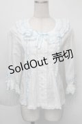 PINK HOUSE / ローンフリルブラウス  サックスＸ白 S-25-12-01-006-LO-BL-SA-ZS