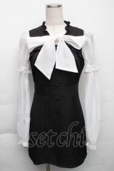 Bubbles / チュール袖ワンピース  黒ｘ白 S-25-12-01-050-CA-OP-AS-ZT136