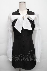 Bubbles / チュール袖ワンピース  黒ｘ白 S-25-12-01-050-CA-OP-AS-ZT136