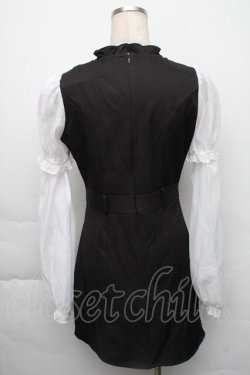 画像2: Bubbles / チュール袖ワンピース  黒ｘ白 S-25-12-01-050-CA-OP-AS-ZT136