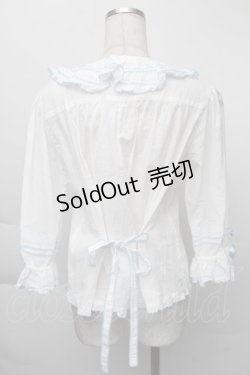 画像2: PINK HOUSE / ローンフリルブラウス  サックスＸ白 S-25-12-01-006-LO-BL-SA-ZS