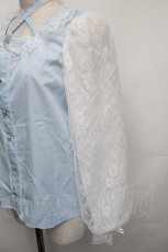 画像4: Lovely Tency / alsチョーカーレースブラウス M サックス S-25-12-01-007-LO-BL-AS-ZT143 (4)
