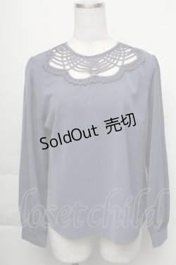 画像1: 【SALE】an another angelus / ラインヨークプルオーバーブラウス  ブルーグレー S-25-12-01-010-CA-BL-AS-ZT037