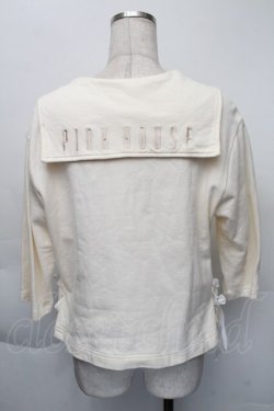 画像2: PINK HOUSE / セーラーカラースウェットカーディガン  アイボリー S-25-12-01-012-LO-TO-SA-ZT032