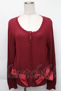画像1: PINK HOUSE / サイドリボンニットカーディガン  ボルドー S-25-12-01-014-LO-TO-SA-ZT037