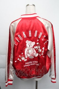画像2: PINK HOUSE / 桜Teddy刺繍使いサテンブルゾン  赤 S-25-12-01-015-LO-JA-SA-ZT127