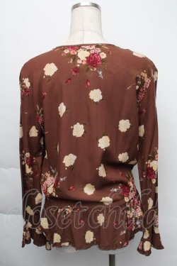 画像2: KETTY / カーネーション風プリントブラウス  ブラウンＸ白 S-25-12-01-019-EL-BL-SA-ZT167