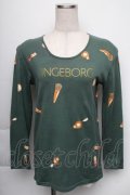 INGEBORG / コスメ&アクセサリープリントカットソー  グリーンＸブラウン S-25-12-01-021-LO-TO-SA-ZT154