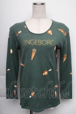 画像1: INGEBORG / コスメ&アクセサリープリントカットソー  グリーンＸブラウン S-25-12-01-021-LO-TO-SA-ZT154