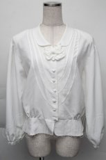 画像1: 【SALE】KANEKO ISAO / リボンラウンドブラウス  白 S-25-12-01-003-EL-BL-SA-ZT136 (1)