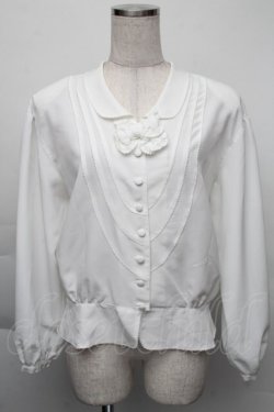 画像1: KANEKO ISAO / リボンラウンドブラウス  白 S-25-12-01-003-EL-BL-SA-ZT136