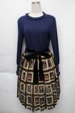 画像1: Jane Marple / Precious Framesトロンプイユワンピース  ネイビー S-25-12-01-024-JM-OP-HR-ZT597 (1)