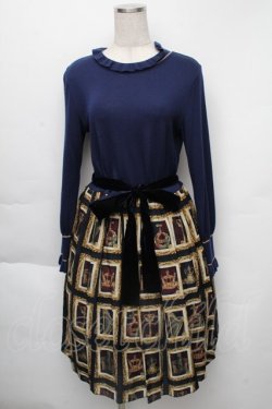 画像1: Jane Marple / Precious Framesトロンプイユワンピース  ネイビー S-25-12-01-024-JM-OP-HR-ZS