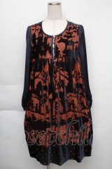 Jane Marple / フェアリーテイルオパールミニワンピース  ブラウンｘ紺 S-25-12-01-026-JM-OP-AS-ZS