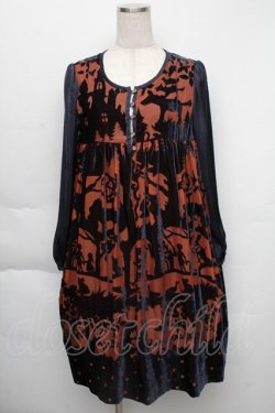 画像1: Jane Marple / フェアリーテイルオパールミニワンピース  ブラウンｘ紺 S-25-12-01-026-JM-OP-AS-ZS