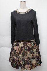 Jane Marple / フェアリーテイルBOOKトロンプルイユワンピース  グレー S-25-12-01-027-JM-OP-AS-ZS