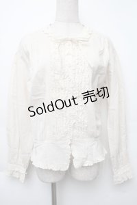 PINK HOUSE / ピコフリルブラウス  ベージュ S-25-12-02-025-LO-BL-HR-ZS