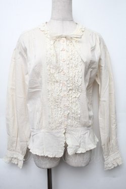 画像1: PINK HOUSE / ピコフリルブラウス  ベージュ S-25-12-02-025-LO-BL-HR-ZS