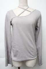 axes femme / 肩あきリボンデザインプルオーバー  グレー S-25-12-02-026-AX-TO-AS-ZS