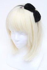 画像1: metamorphose / ファーリボンカチューシャ  黒 S-25-12-02-004-ME-AC-AS-ZS (1)