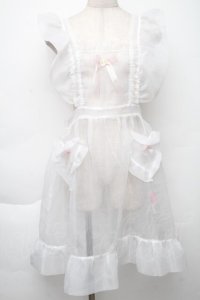 Nile Perch / オーガンジーフリルエプロンドレス  白 S-25-12-02-030-LO-OP-HR-ZS