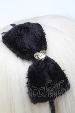 画像3: metamorphose / ファーリボンカチューシャ  黒 S-25-12-02-004-ME-AC-AS-ZS