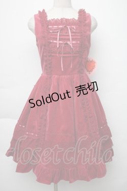 画像1: BABY,THE STARS SHINE BRIGHT / 別珍レースフリルジャンパースカート(2025)  エンジ S-25-12-02-036-BA-OP-HR-ZS