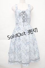 axes femme / ロマンティックローズ柄ジャンパースカート  サックス S-25-12-02-039-AX-OP-AS-ZS