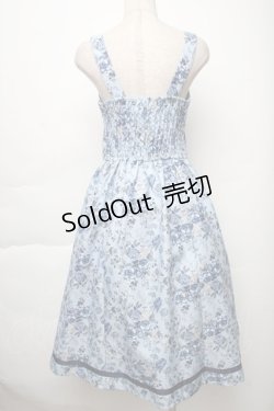 画像2: axes femme / ロマンティックローズ柄ジャンパースカート  サックス S-25-12-02-039-AX-OP-AS-ZS