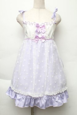 画像1: Nile Perch / うさぎ柄肩りぼんワンピース  ラベンダー S-25-12-02-040-LO-OP-HR-ZS