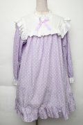 Nile Perch / ドット柄スクエアカラーカットワンピース  ラベンダー S-25-12-02-044-LO-OP-HR-ZS