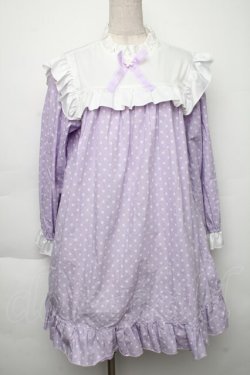 画像1: Nile Perch / ドット柄スクエアカラーカットワンピース  ラベンダー S-25-12-02-044-LO-OP-HR-ZS