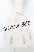 an another angelus / フラワー刺繍チュールスカート  ベージュ S-25-12-02-050-CA-SK-HR-ZS