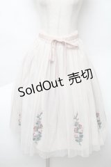 an another angelus / フラワー刺繍チュールスカート  ベージュ S-25-12-02-050-CA-SK-HR-ZS
