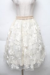 LOLITA / 花デザインオーガンジースカート  キナリ S-25-12-02-051-LO-SK-HR-ZS